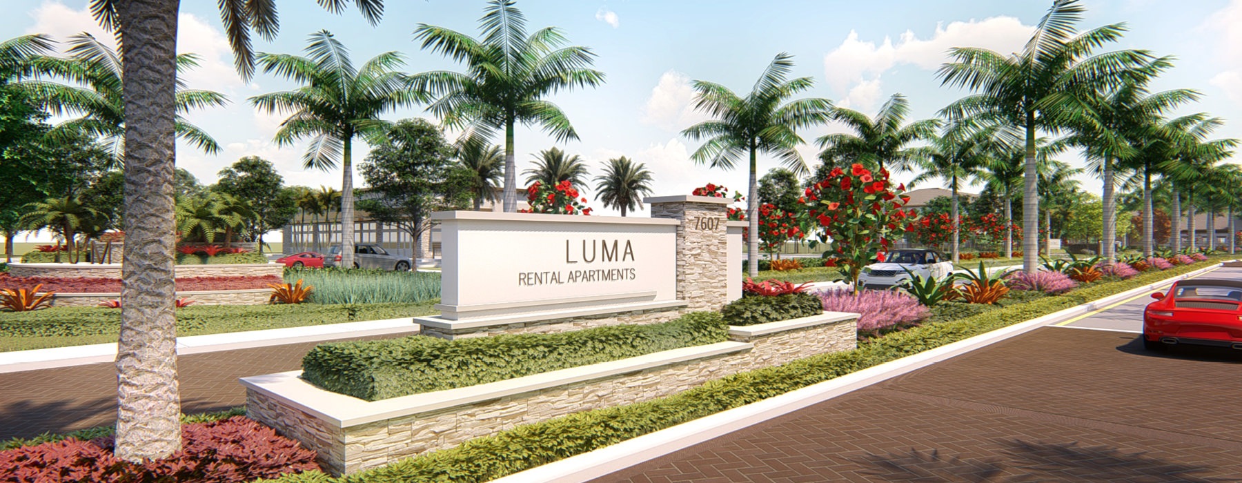 Well-maintained and landscaped LUMA entrance