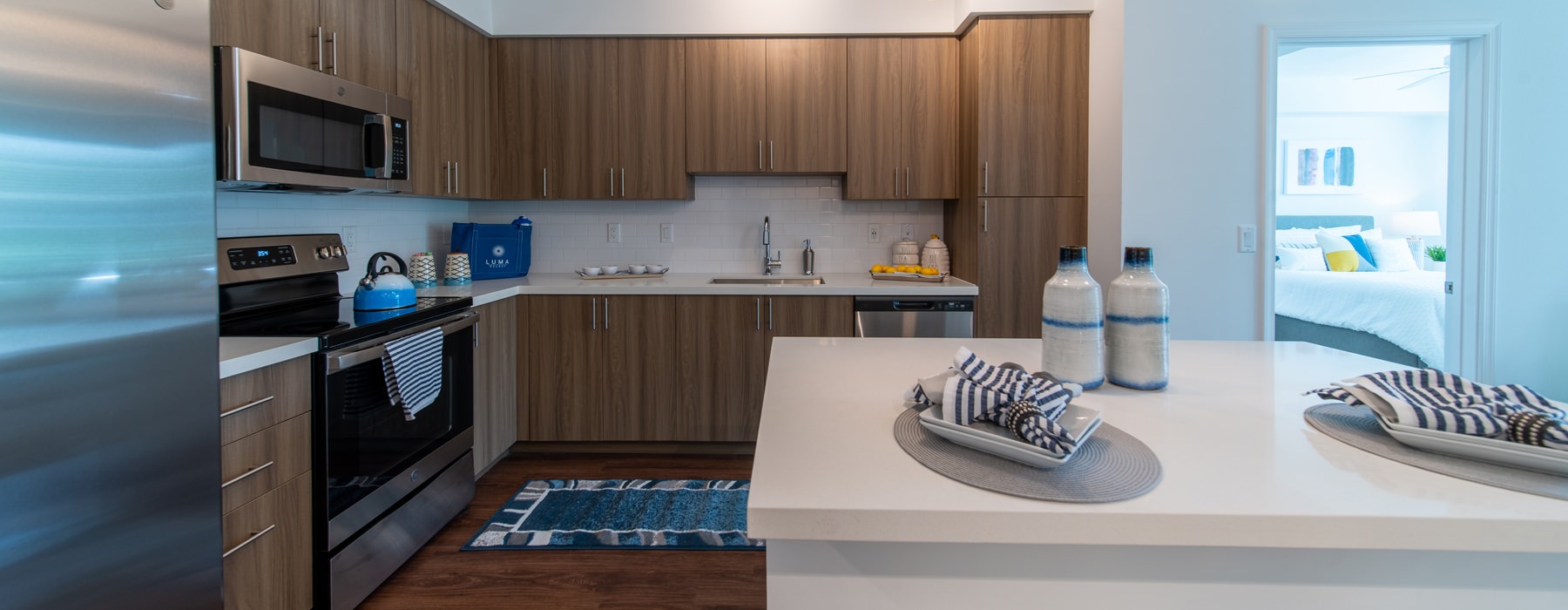 spacious kitchen with island